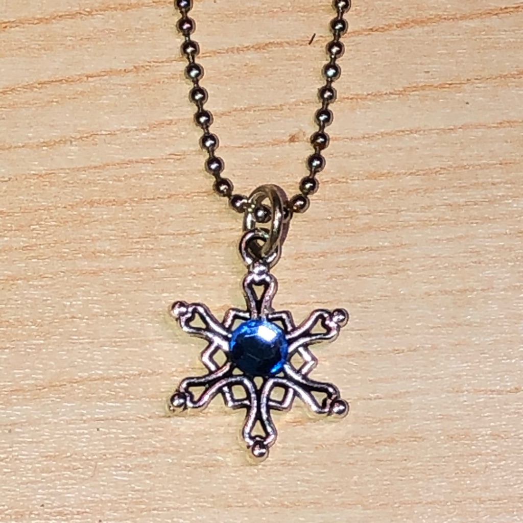 Blue Crystal Silver Snowflake Christmas Necklace